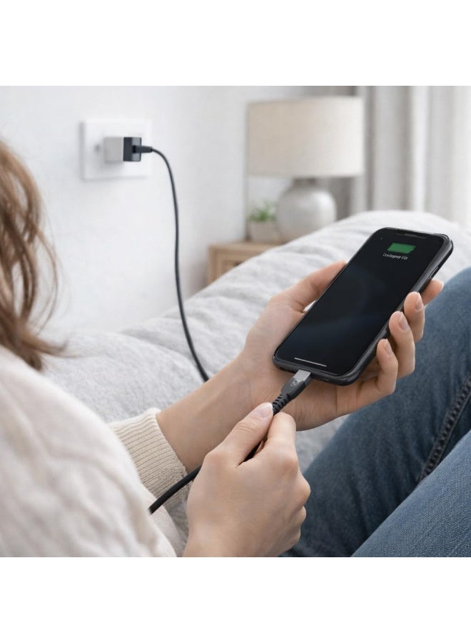 تشابي لاين  كابل تشابلاين USB-A إلى USB-C، شحن سريع 60 واط، طول 1200 مم، أسود، معدن وسيليكا جل، CA1 - Image 3